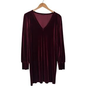 1. State Burgundy Maroon Velvet V-Neck Long Sleeve Midi Dress Size Medium
